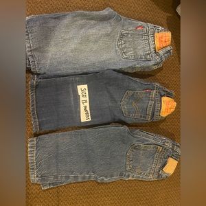 Two pair of Levi jeans and one pair of carters. All 3 worn a couple of times.
